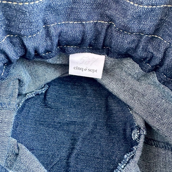 NWT* Cinq a Sept Denim wristlet Drawstring bisou Bag with Embroidered Logo - Picture 9 of 10